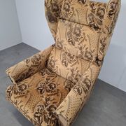 Mid-Century Czechoslovak Plush Wingback Recliner Chair, 1970s