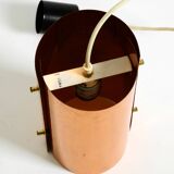 Two 50s tube pendant lamps consisting of two screwed-together copper bowls