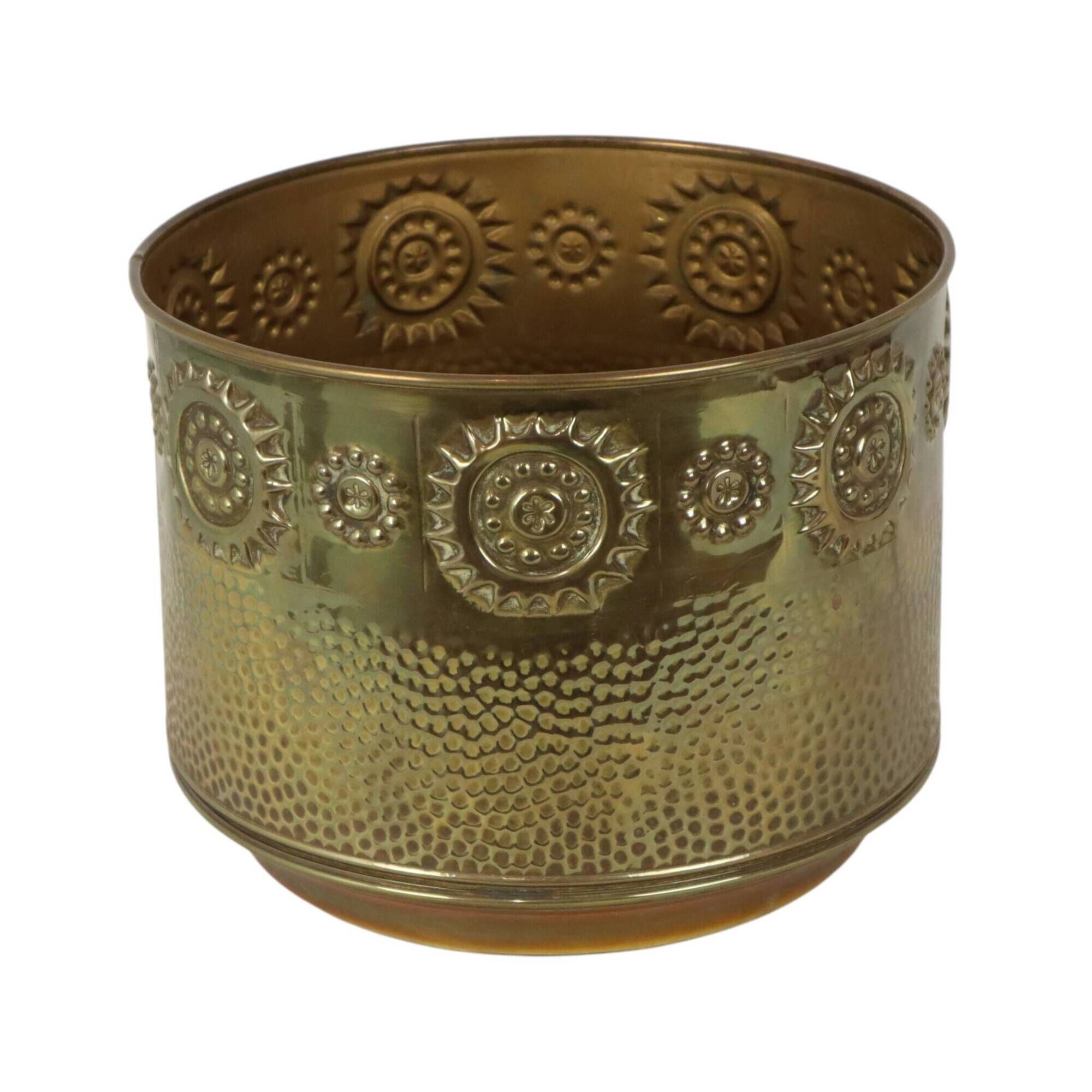 Large Brass Jardinière / Firewood Bin with Repoussé Work