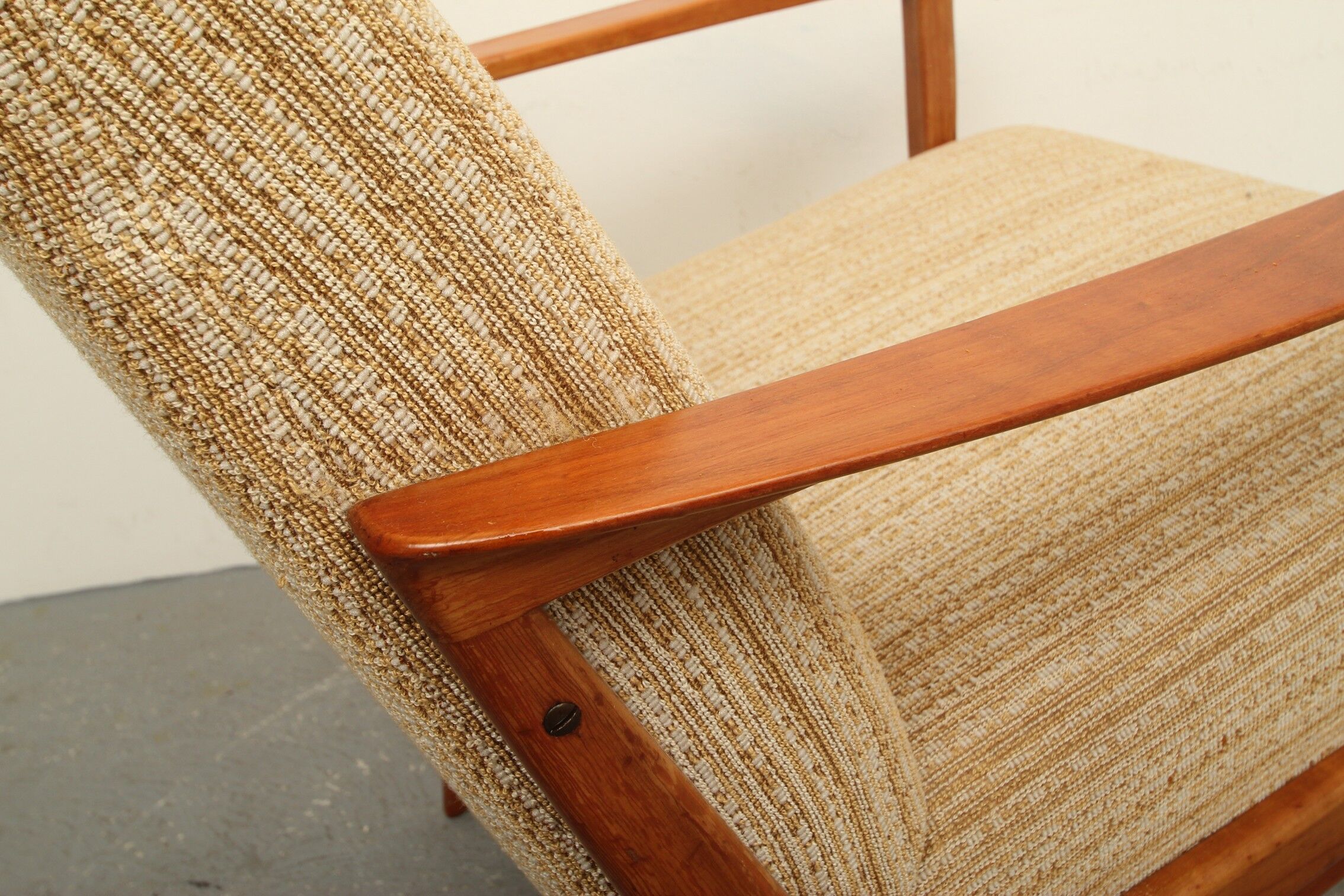 1950s armchair cherrywood in beige