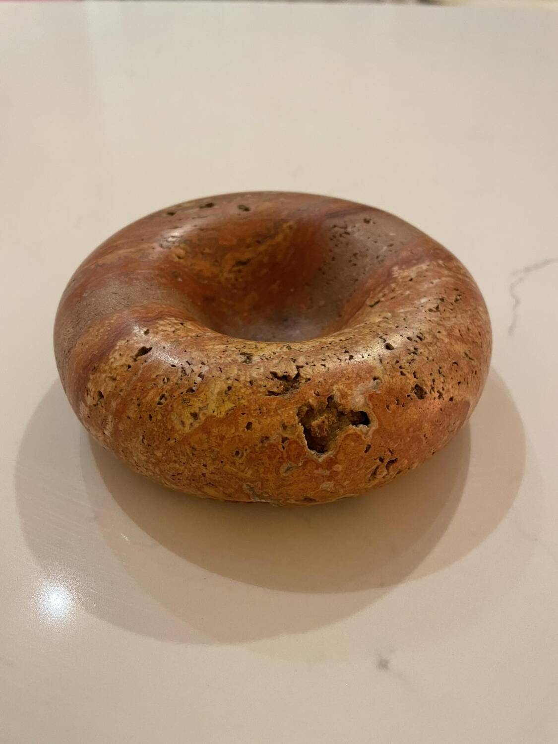 Vintage red travertine ashtray attributed to Sergio Asti for Up&up, Italy, 1970s