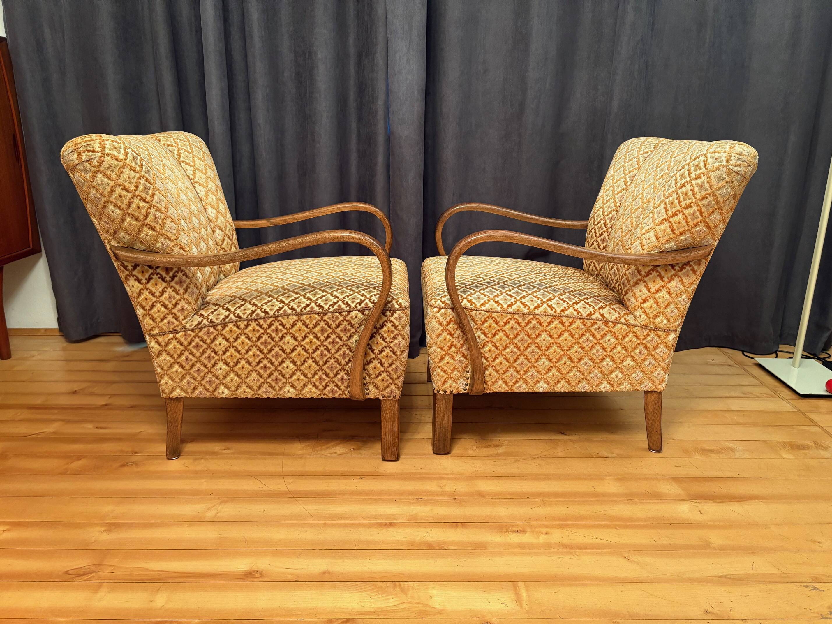 Pair of Art Deco Armchairs, 1940s