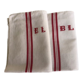 Pair of antique tea towels with the initials BL
