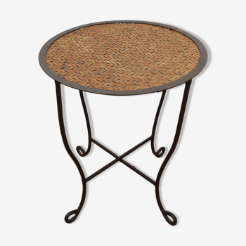 Rattan coffee table and wrought iron