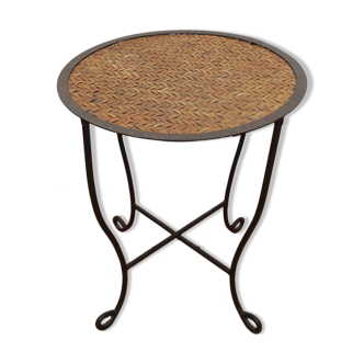 Rattan coffee table and wrought iron