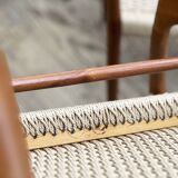 Mid Century Teak Dining Chairs by Niels O. Møller for J.L. Moller, Model 56 & 75 with papercord seat