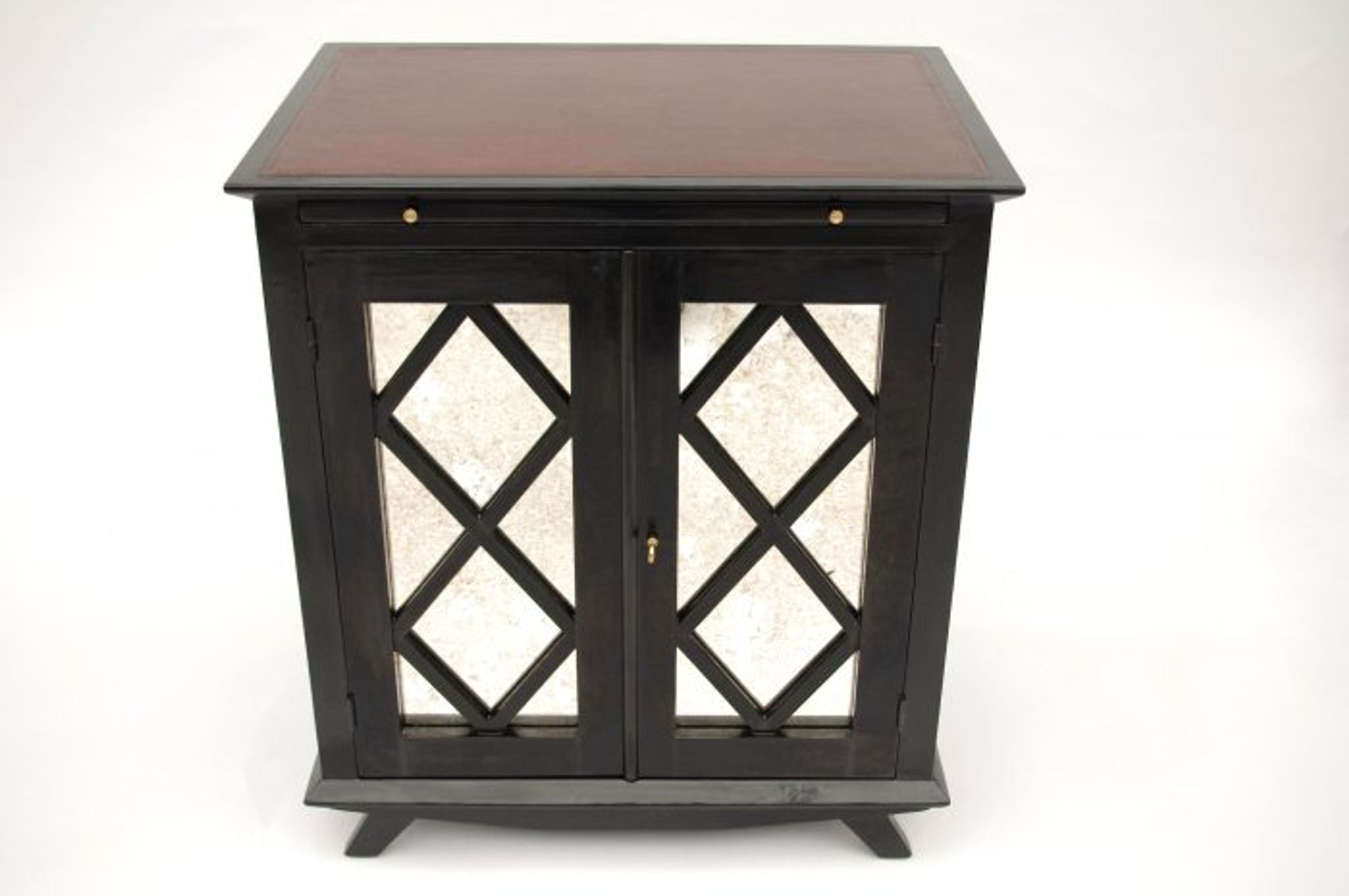 Paire de buffets en laque noire a decor de croisillons circa 1950