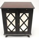 Pair of buffets in a black lacquer decoration of braces circa 1950