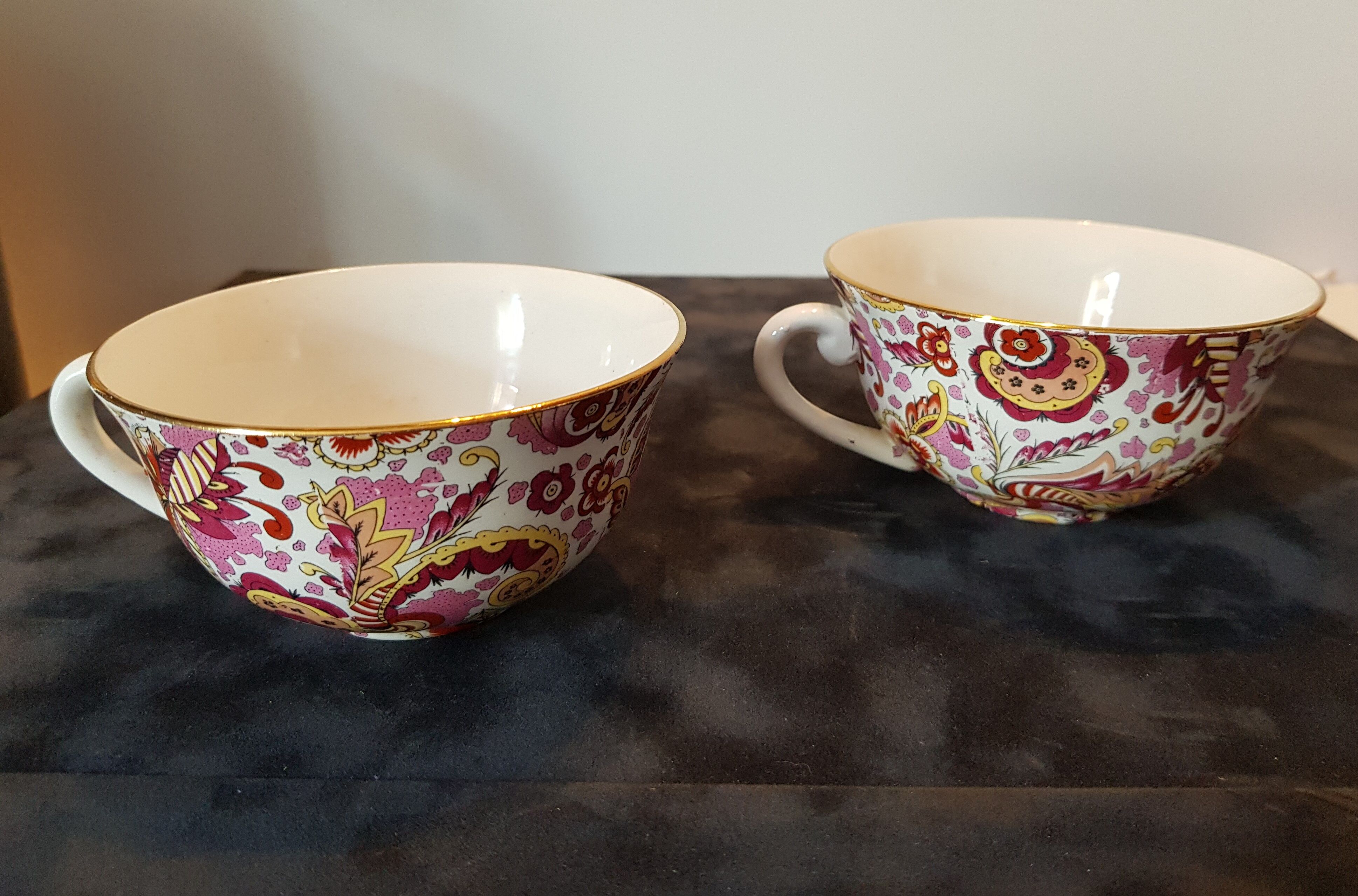 Hand-painted Gien cups