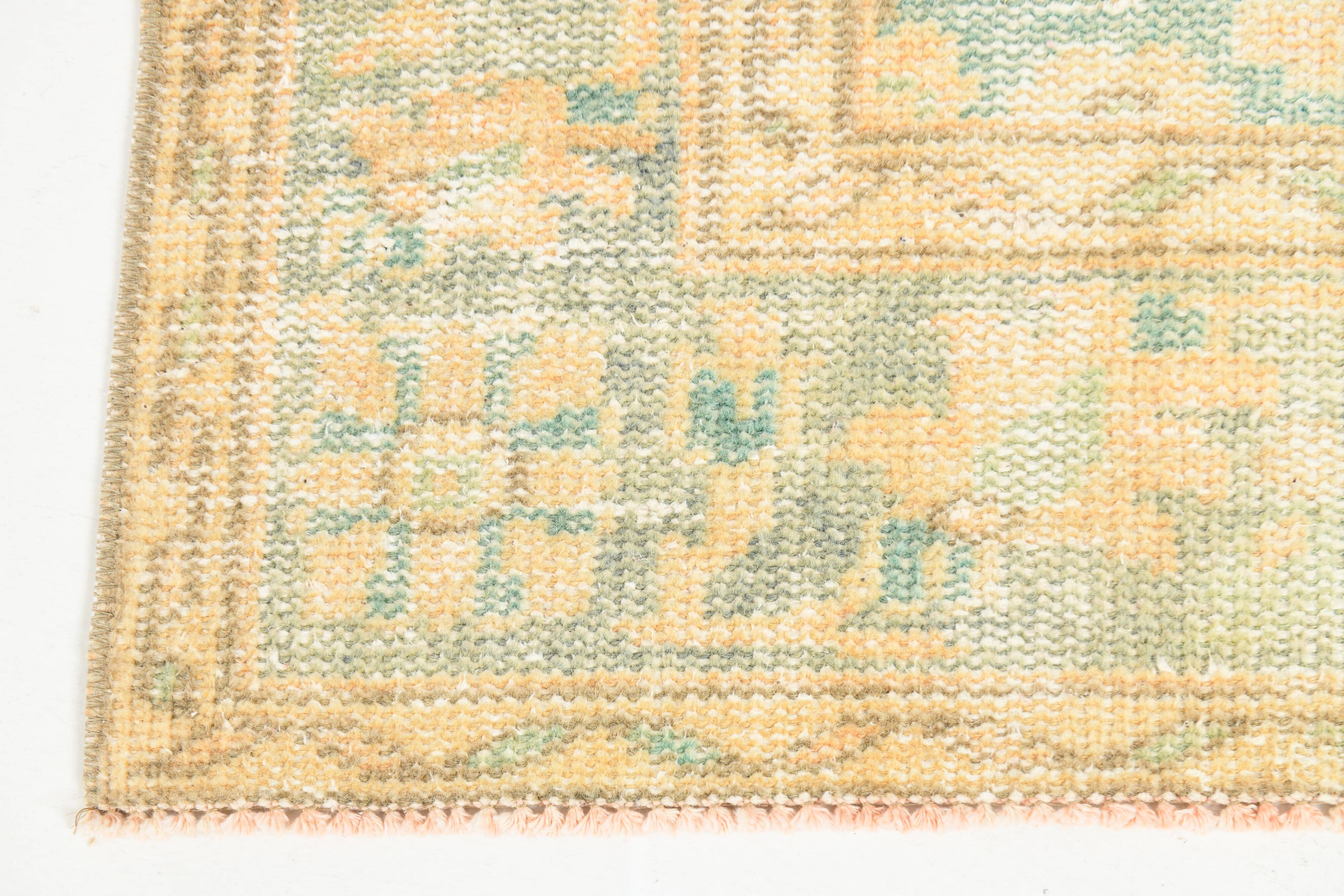 Orange vintage turkish rug, 6x9 feet vintage pastel orange carpet