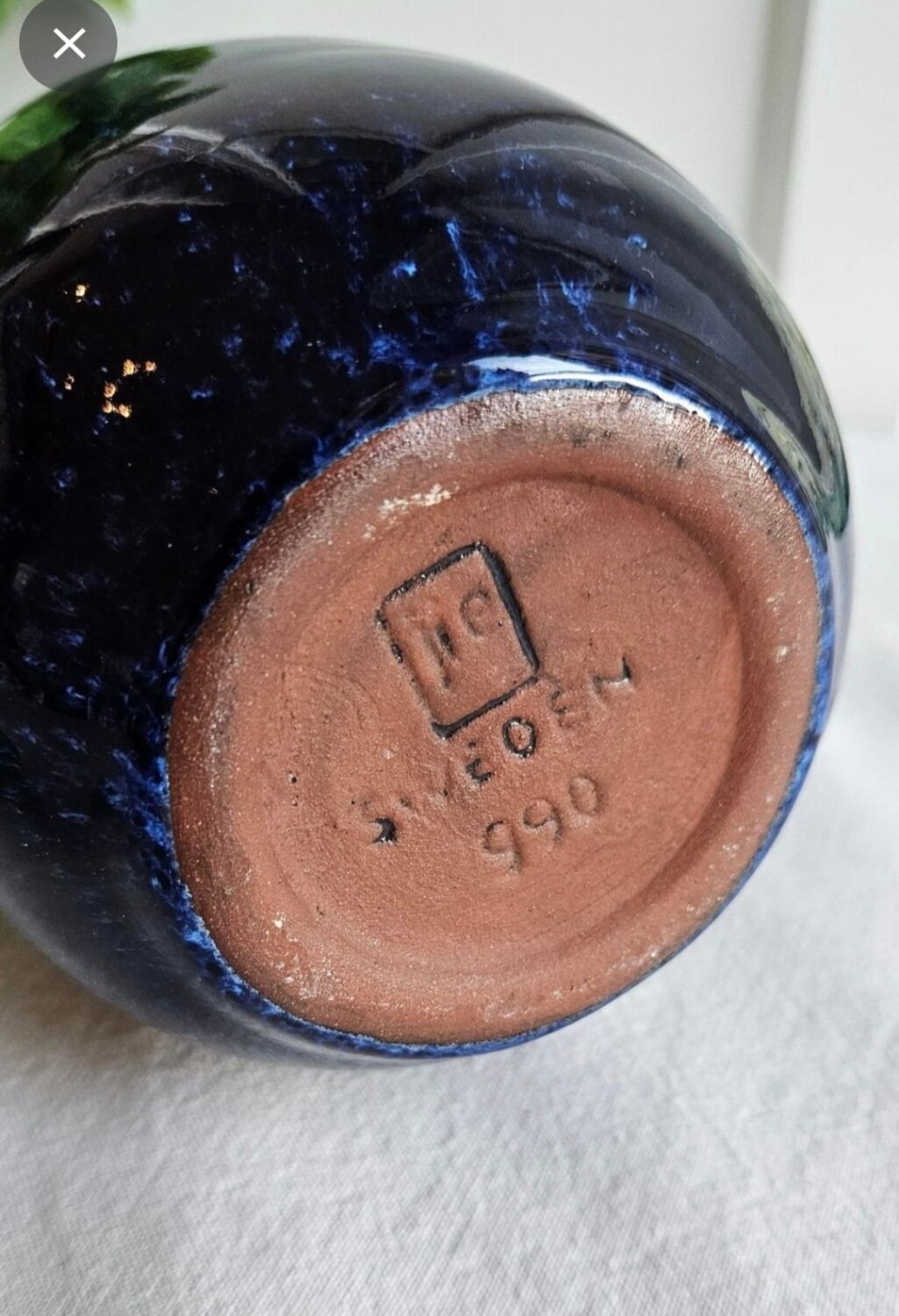 Vintage Blue Ceramic Vase by Jie in Sweden