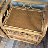 Pair of rattan bedside tables from the 70s
