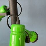 Vintage rod ceiling light with three green spotlights