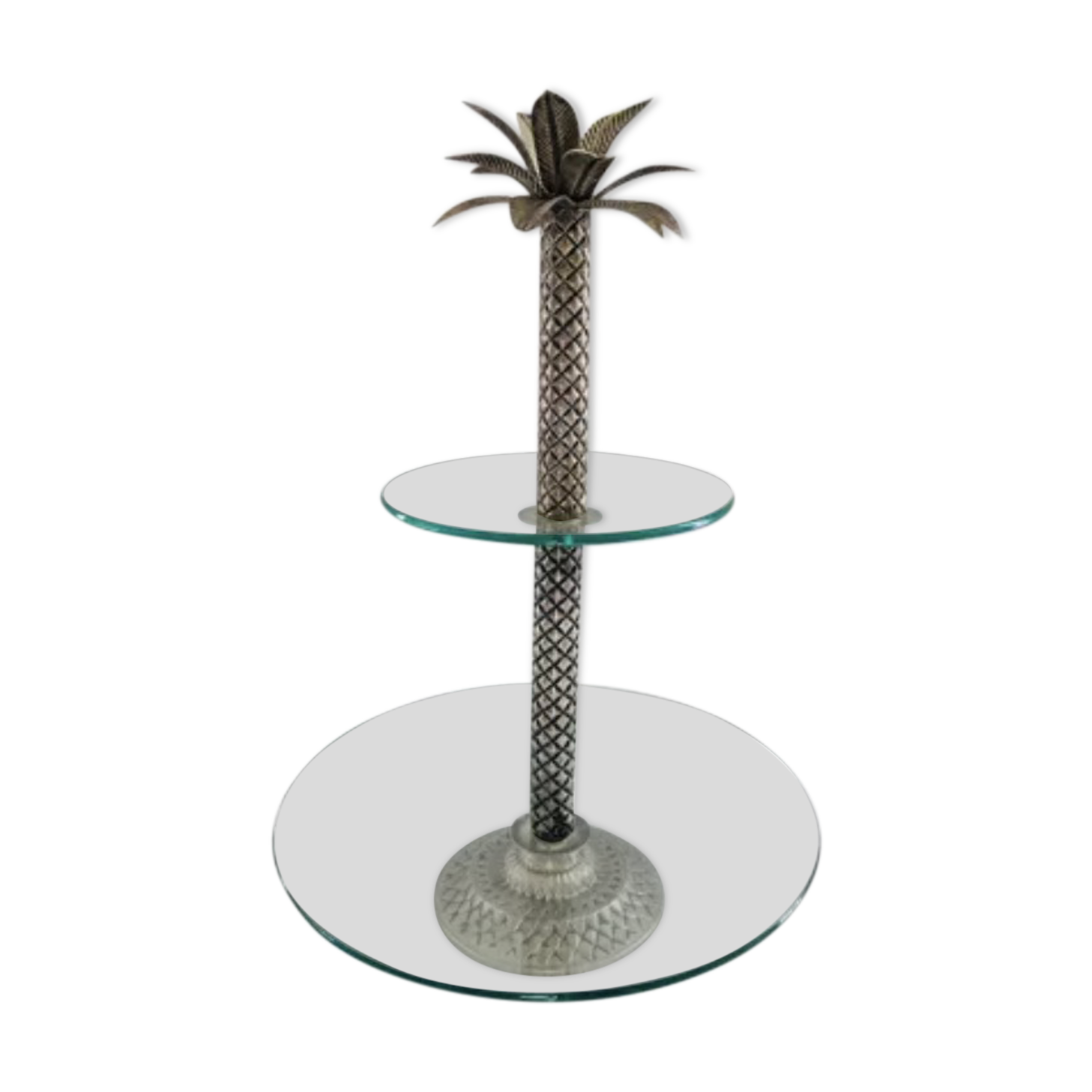 Servant in glass and silver metal palm tree