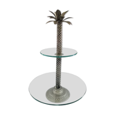 Serviteur en verre et metal argenté palmier