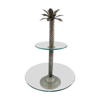 Servant in glass and silver metal palm tree