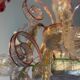 Venetian Rezzonico chandelier in colourless and red Murano glass, circa 1900.