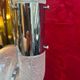 Vintage sculptural floor lamp in chrome metal and glass from the 1970s.