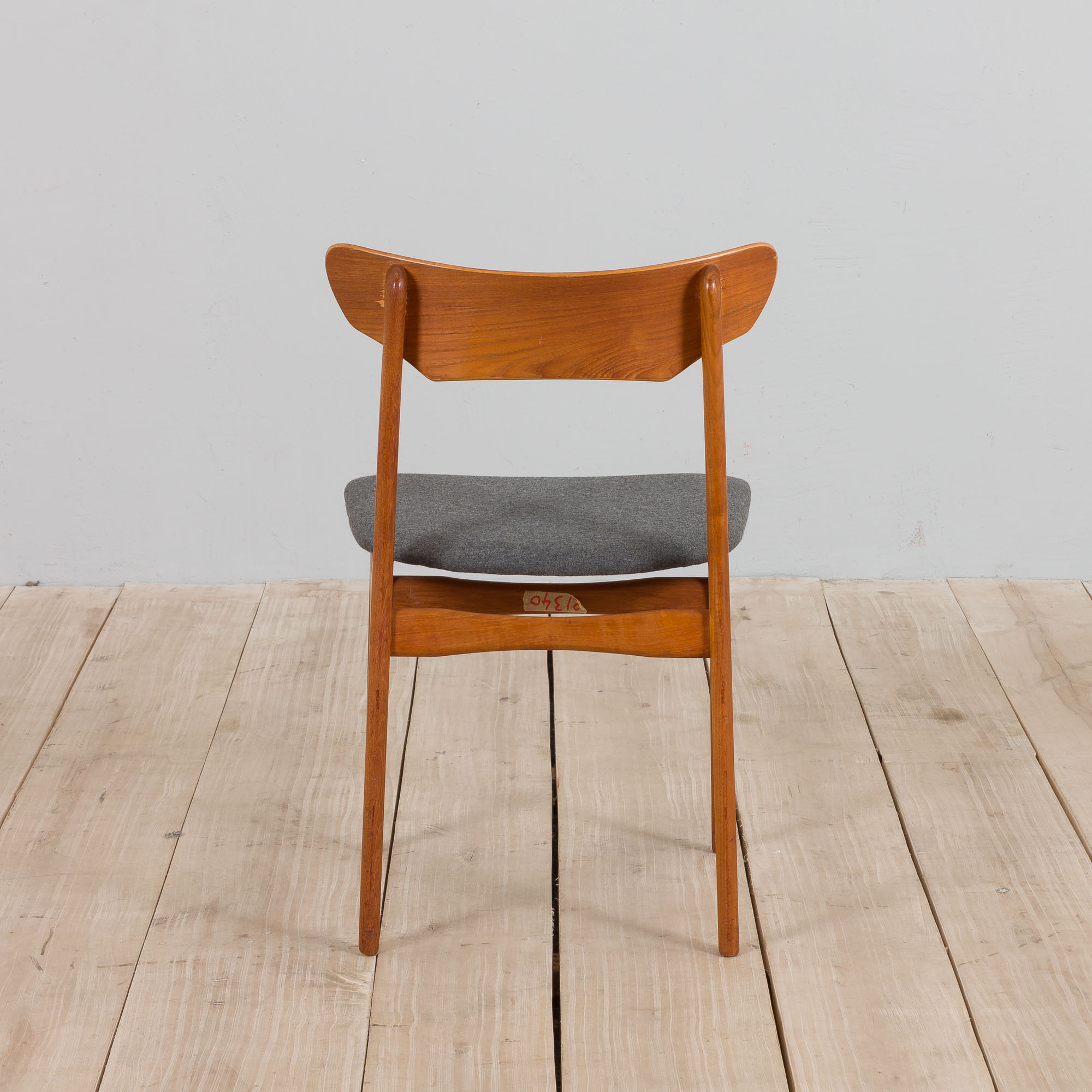 Set of 4 Schønning & Elgaards Danish teak chairs in gray wool upholstery