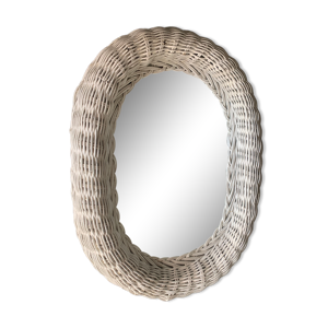 Miroir rotin osier blanc, 31x41