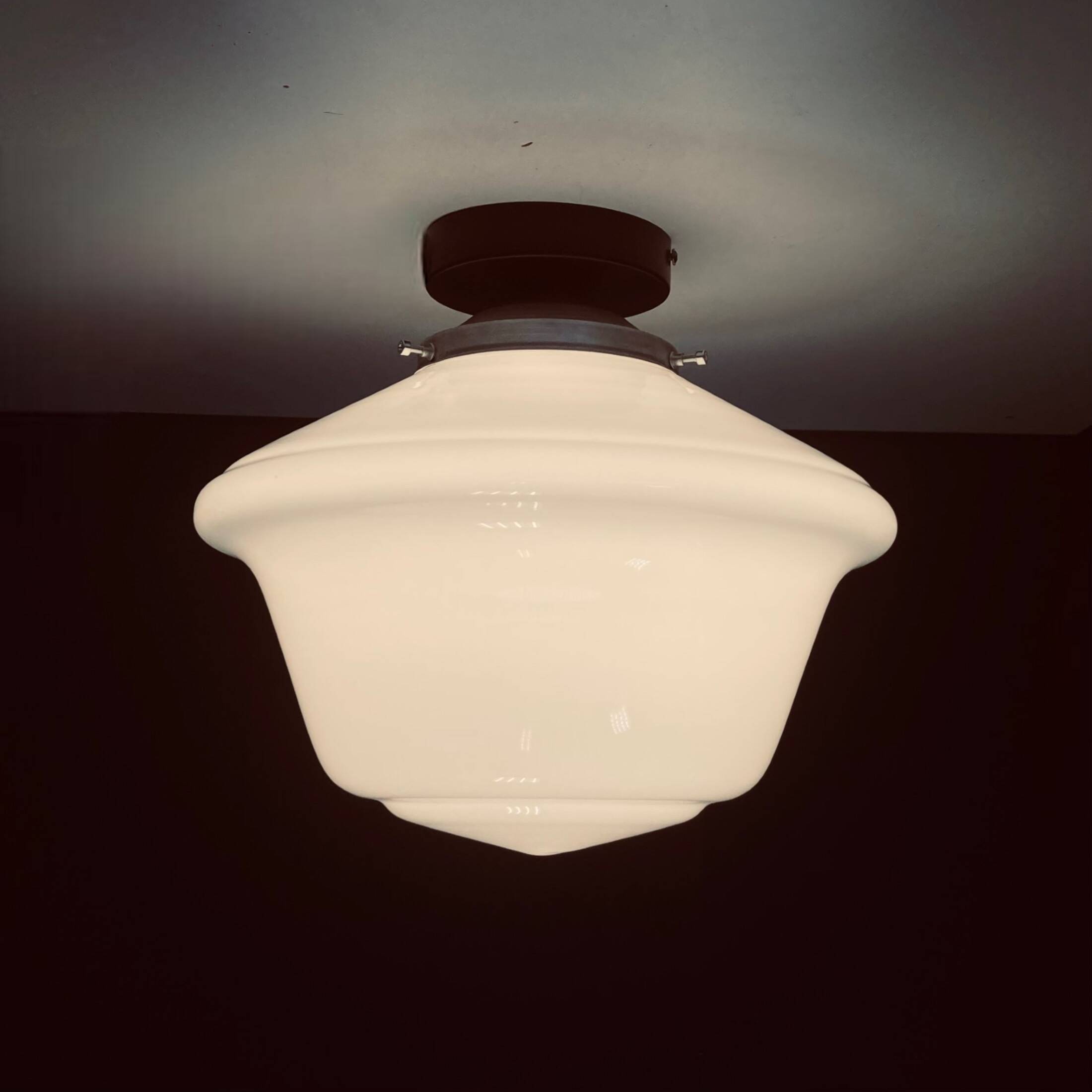 Large white opaline globe ceiling or wall light diameter 34 cm vintage decoration