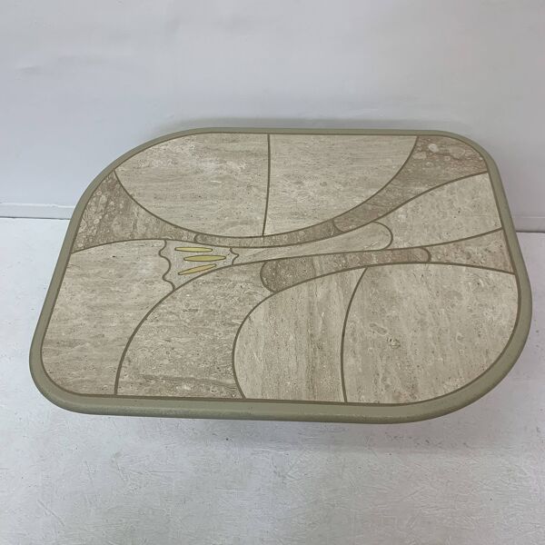 Table basse en travertin design milieu du siècle, années 1970