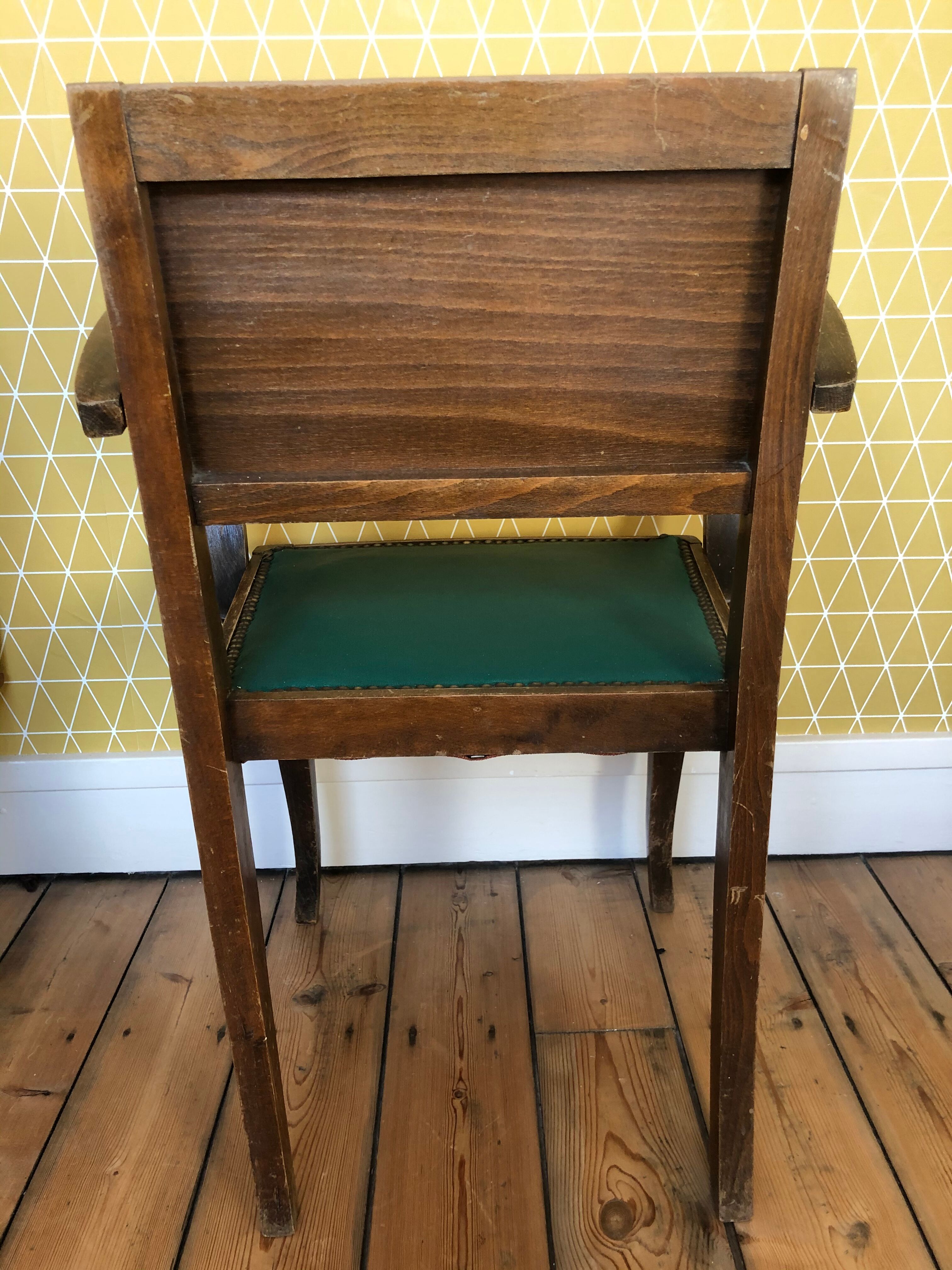 Fauteuil bridge vert années 50