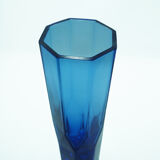 Lindshammar angular cobalt blue glass vase by Gunnar Ander, Sweden