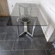 Vintage chrome metal table with smoked glass top