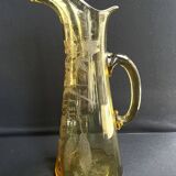 Beer pitcher (can) in engraved ambrino blown glass