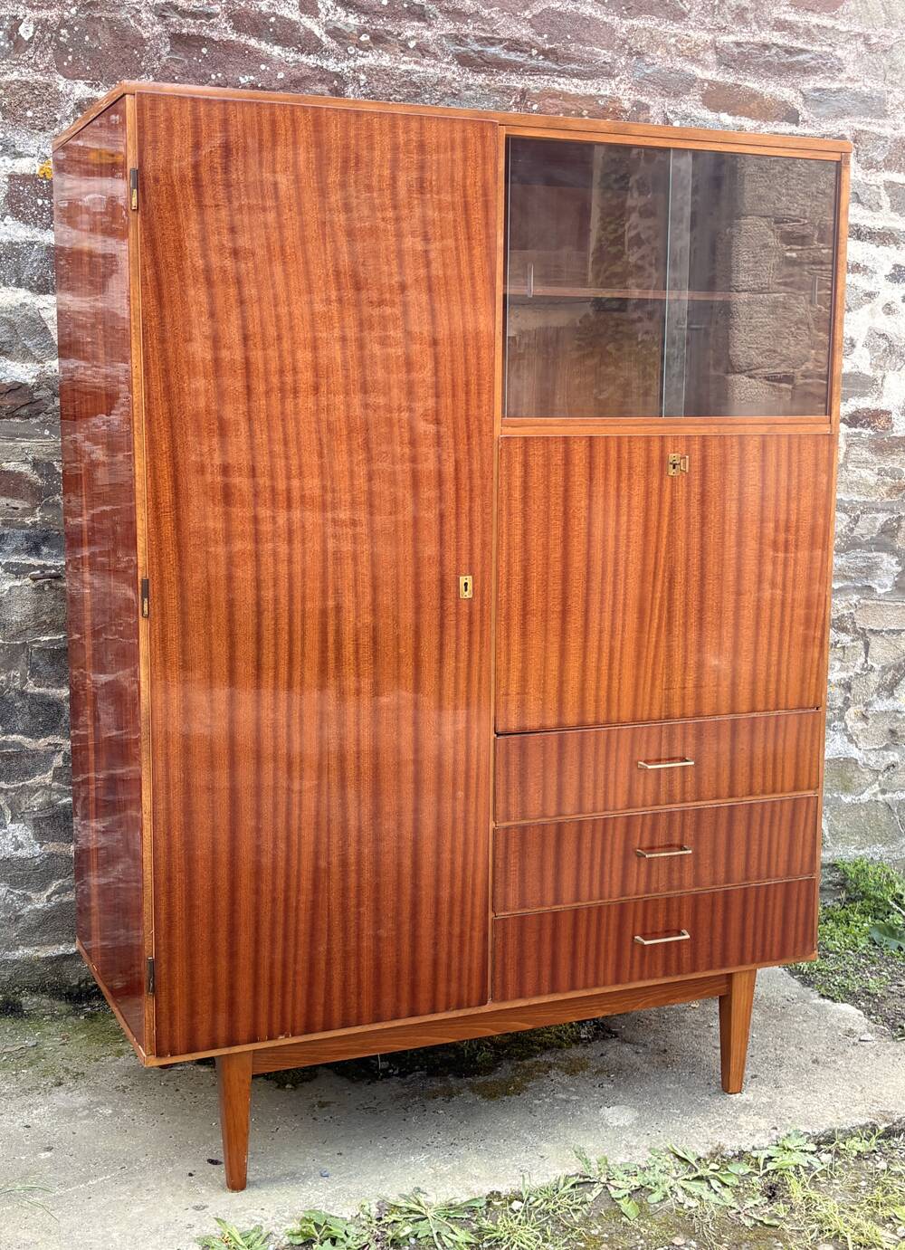 Vintage 1950s combined wardrobe in varnished mahogany – Scandinavian