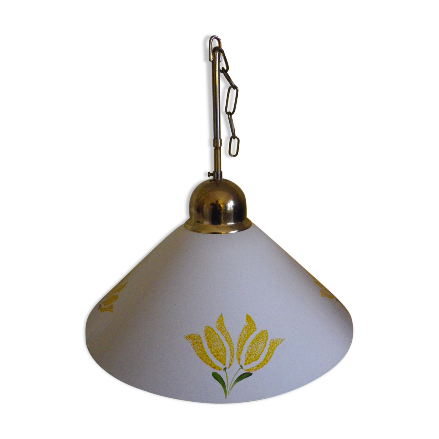 Vintage 1970s white enamelled sheet metal pendant