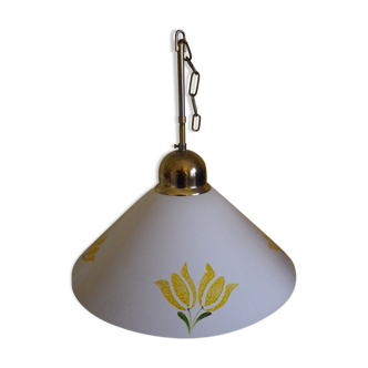 Vintage 1970s white enamelled sheet metal pendant