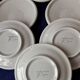 Cups and saucers Sarreguemines. Glazed stoneware. Hand-painted decoration.