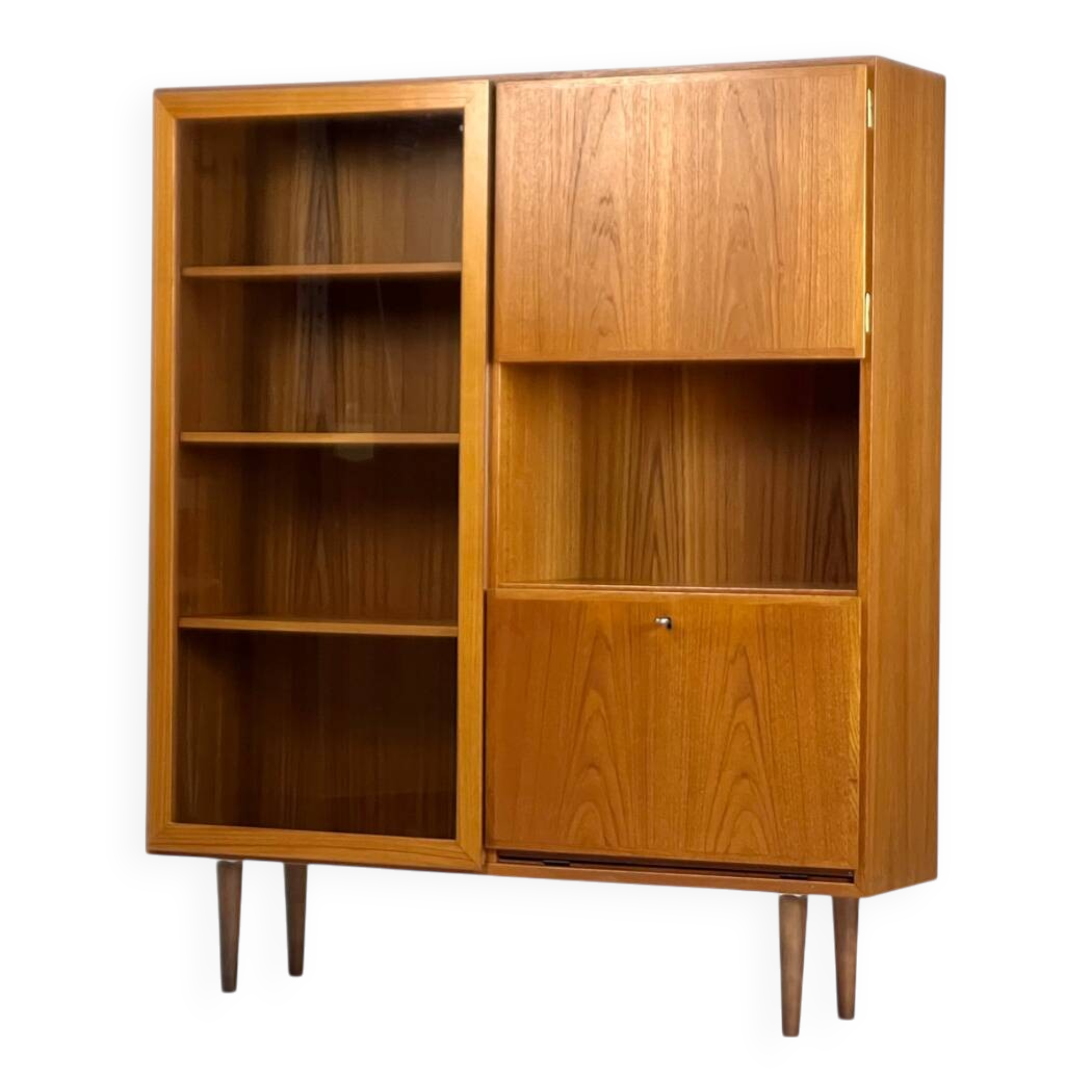 Vintage Teak Highboard Shelf Display Cabinet by Omann Jun 60s Danish Design