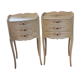Pair of bedside tables louis XV style XX th century, painted floral decoration