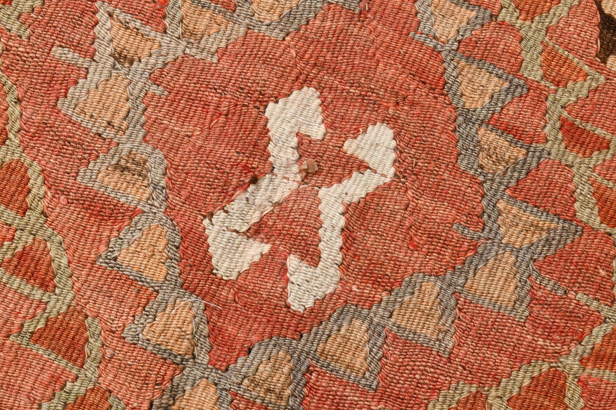 5x10 Pale Red & Brown Geometric Persian Kilim Rug, 170x310Cm