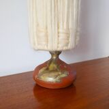 Scandinavian lamp in glazed sandstone and wool lampshade, 1970