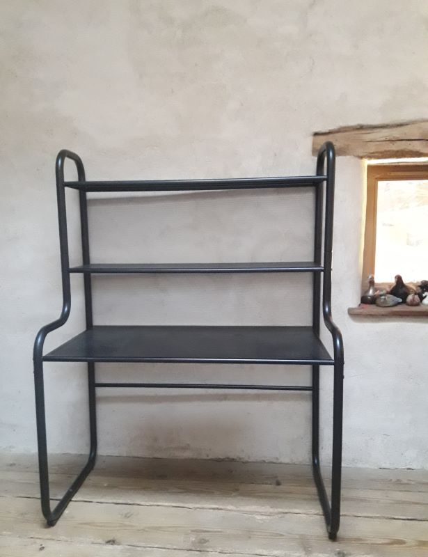 Desk shelves metal black vintage 80s
