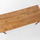 Wabi sabi style French dinner table in elm wood with drawer, ca. 1850
