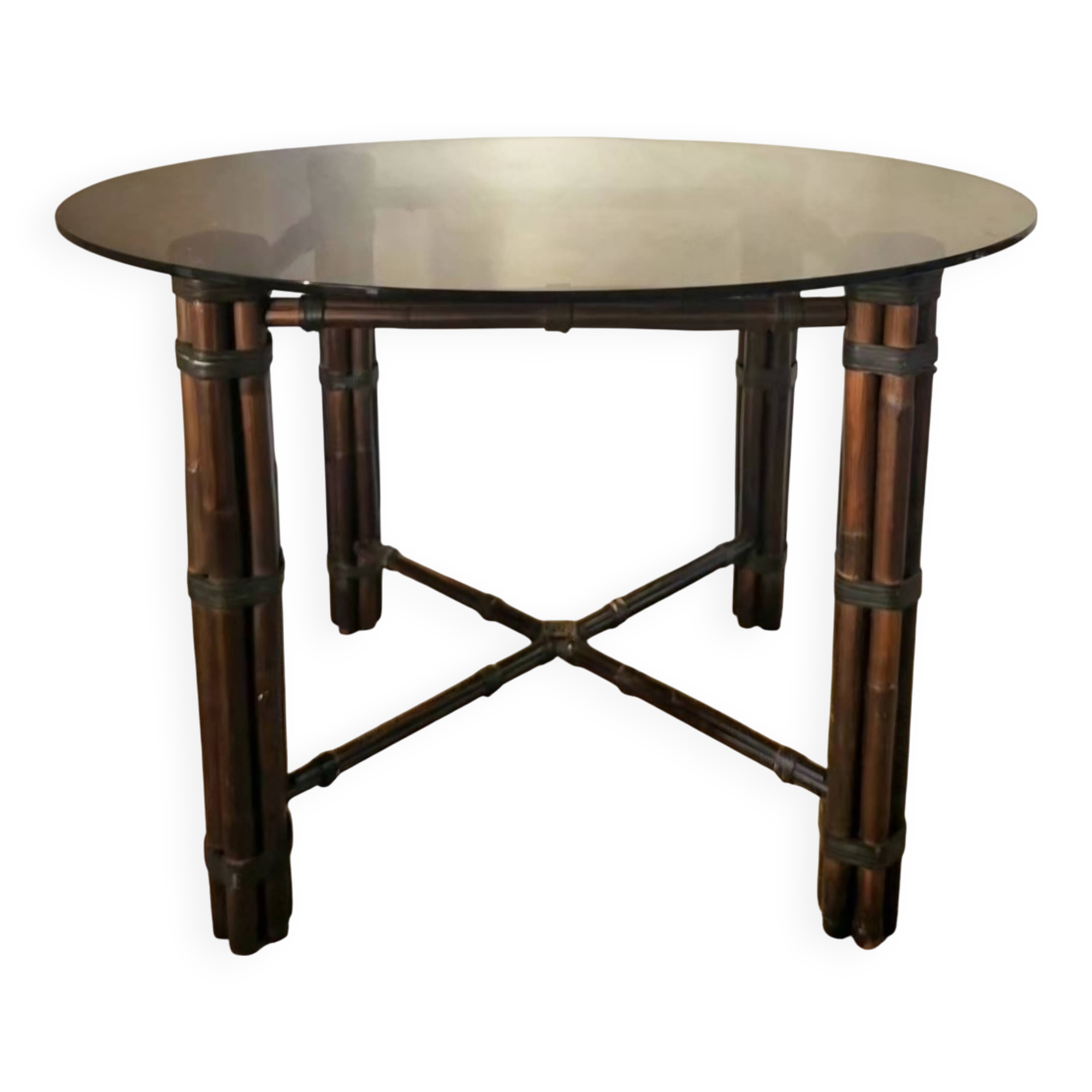 Round smoked glass table