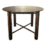 Round smoked glass table