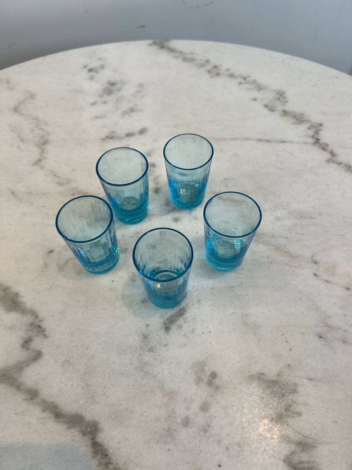 Set of 5 blown glass shot glasses