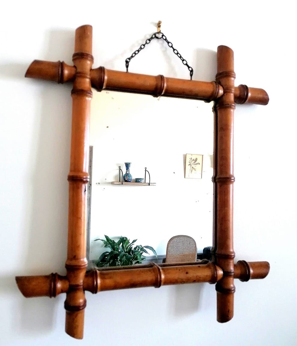 Bamboo barber mirror 42 cm, circa 1940