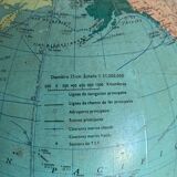Vintage 1969 globe, tripod glass, Taride world map - 33 cm
