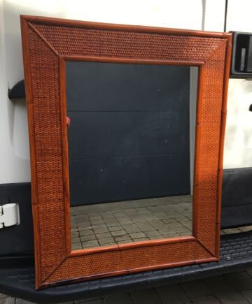 Bamboo and rattan mirror