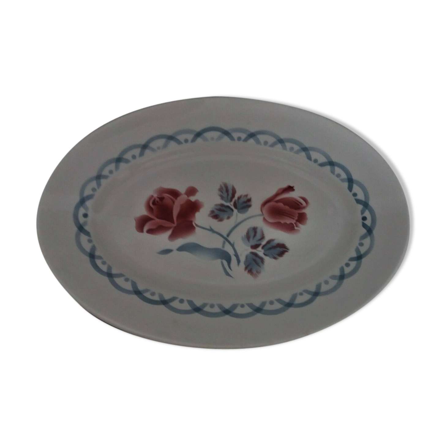 Oval service dish in earthenware Sarreguemines model Cannes