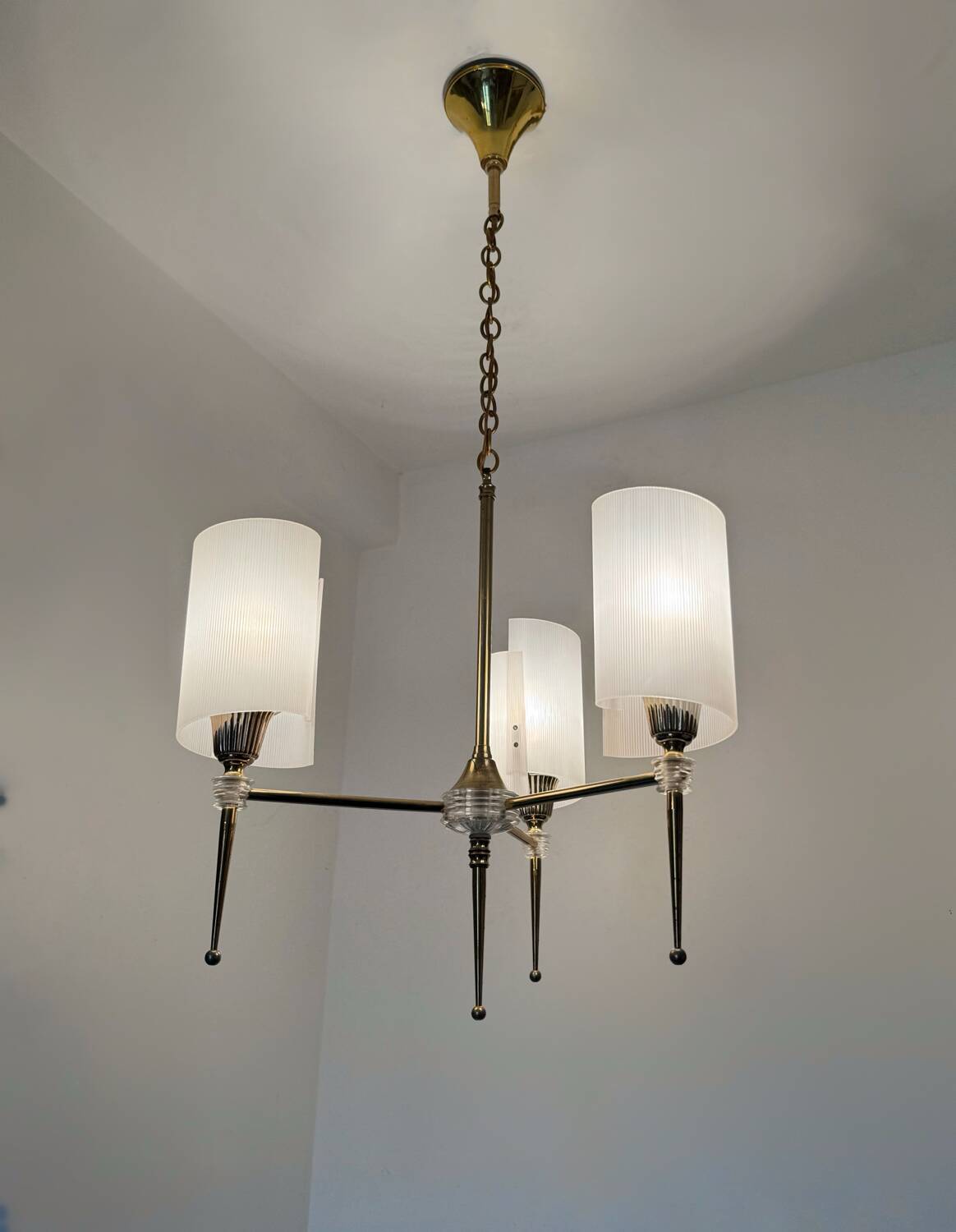 60s brass perspex chandelier