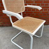 Cesca chair model with armrest in white