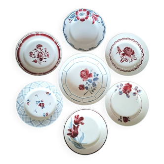 Mismatched antique flat plates in earthenware accompanied by a p